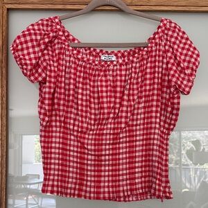 Frankie’s Bikinis Red Checkered Women's Top